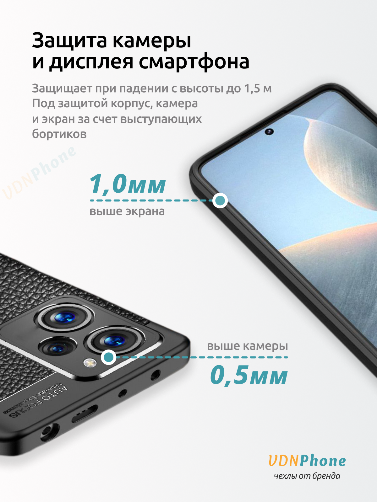 Чехол POCO X5 PRO 5G / Противоударный с защитой камеры / Текстура кожи / черный — фото 1
