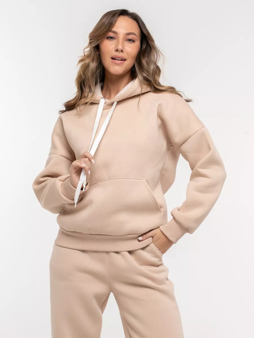 Комплект одежды  спортивный костюм со штанами, размер 54, бежевый — фото 1