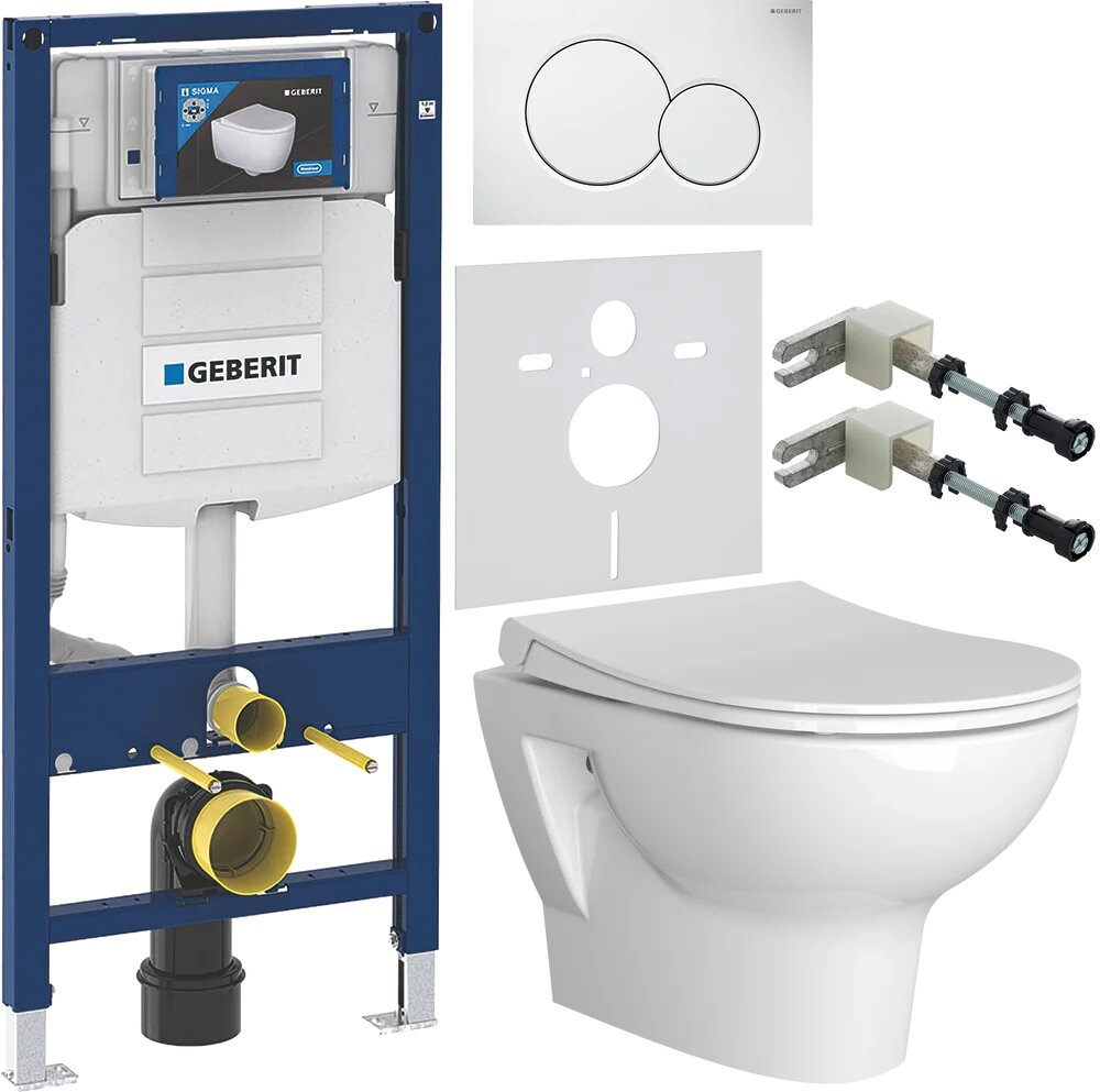Комплект Унитаз подвесной VitrA Zentrum 55795B003-0075 / Крышка-сиденье с микролифтом / Инсталляция Geberit Duofix UP 320 111.300.00.5 Кнопка Sigma белая Крепления к стене Шумоизоляция