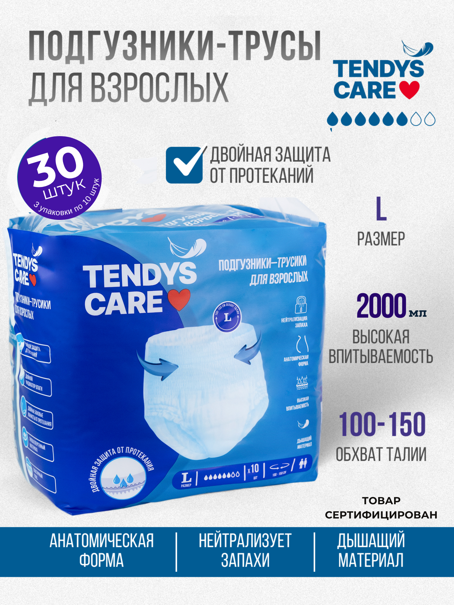 Памперсы для взрослых 30 штук