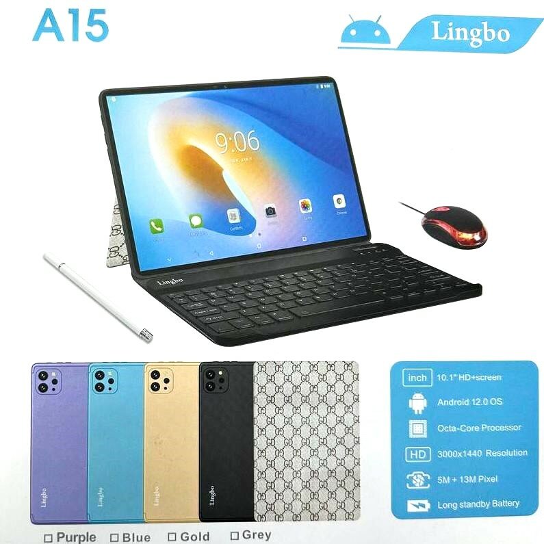 Планшет с клавиатурой Lingbo A15 10.1" / клавиатура мышь стилус / Фиолетовый