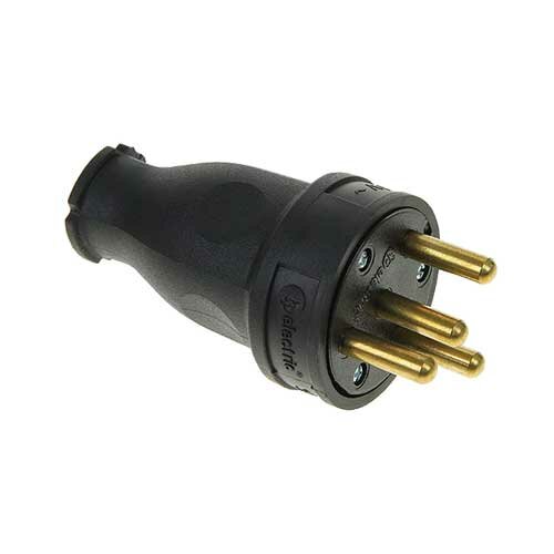фото Tplast IP44 Каучуковая вилка прямая 3Р+Т 25А 380-415В