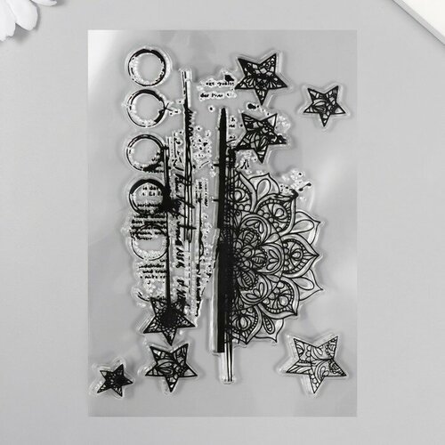 Штамп для творчества силикон Цветы и звёзды 11х16см 620₽