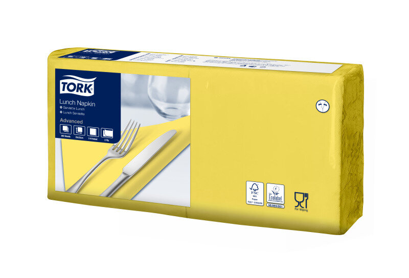фото Салфетки TORK Advanced, 200 листов, 33х33, 2-слойные, цвет: желтый