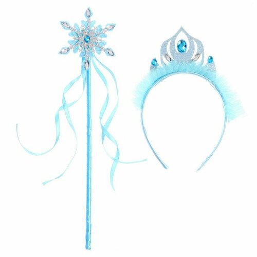 Карнавальный набор «Зимняя принцесса», 2 предмета: ободок, жезл карнавальный набор звезда 2 предмета ободок жезл