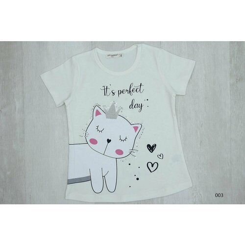 фото Футболка pop fashion girls, размер 104, бежевый