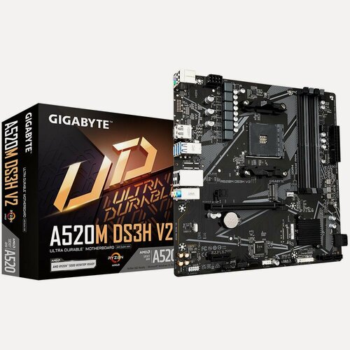 Изображение товара Материнская плата Gigabyte A520M DS3H V2, AM4, AMD A520, Micro ATX