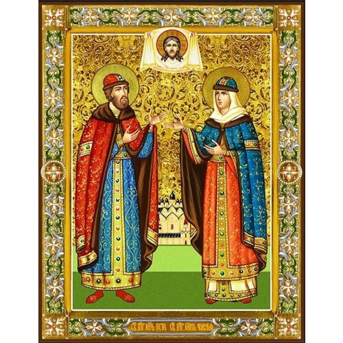 Икона Пётр и Феврония на дереве освященная икона пётр и феврония в монашеских одеждах 16 13 см на дереве