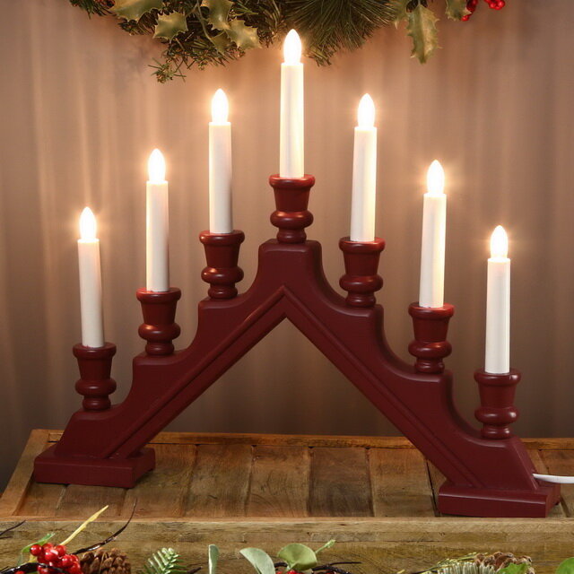 Star Trading Рождественская горка Sara 43*38 см красная, 7 электрических свечей 154-45