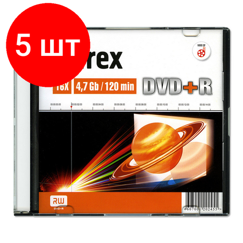 диск bd r 25 gb mirex 4x slim box 1 шт Комплект 5 штук, Носители информации DVD+R, 16x, Mirex, Slim/1, UL130013A1S