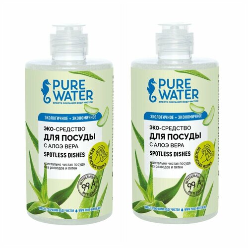 Набор Средство для посуды с алоэ вера Spotless Dishes Pure Water 500 мл - 2 шт 361₽