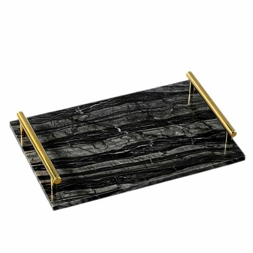 Подставка для предметов с ручками Nobiliti 30х20х6 см, мрамор, цвет черный, Kassatex, США, NOT-TRH-BLK