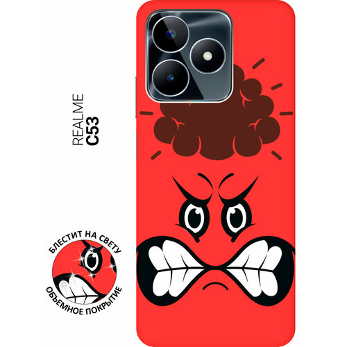 Силиконовый чехол на Realme C53, Рилми С53 Silky Touch Premium с принтом Angry Face красный силиконовый чехол на realme c53 рилми с53 silky touch premium с принтом yuri gagarin stickers красный
