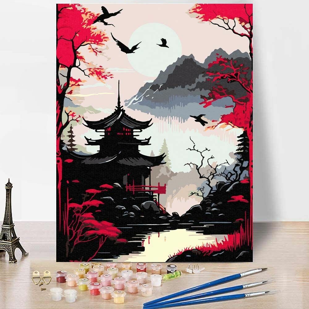 Картина по номерам Red Panda Японский храм в горах - p55703 30x40