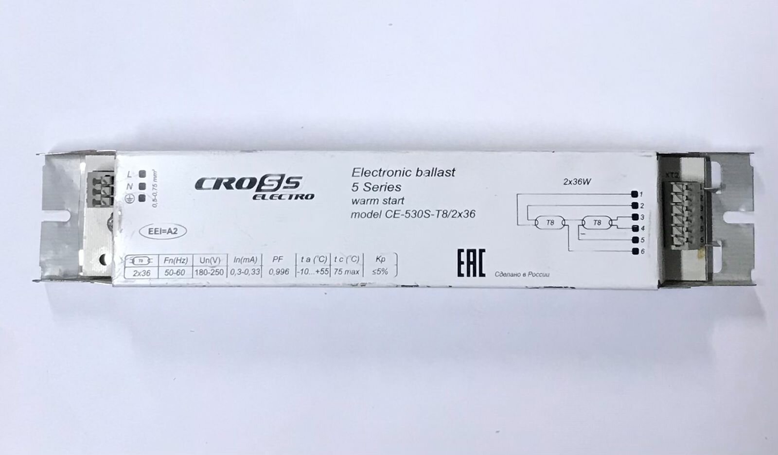 Аппарат пускорегулирующий электронный CROSS ELECTRO ЭПРА CE-530S-T8/ 2х36