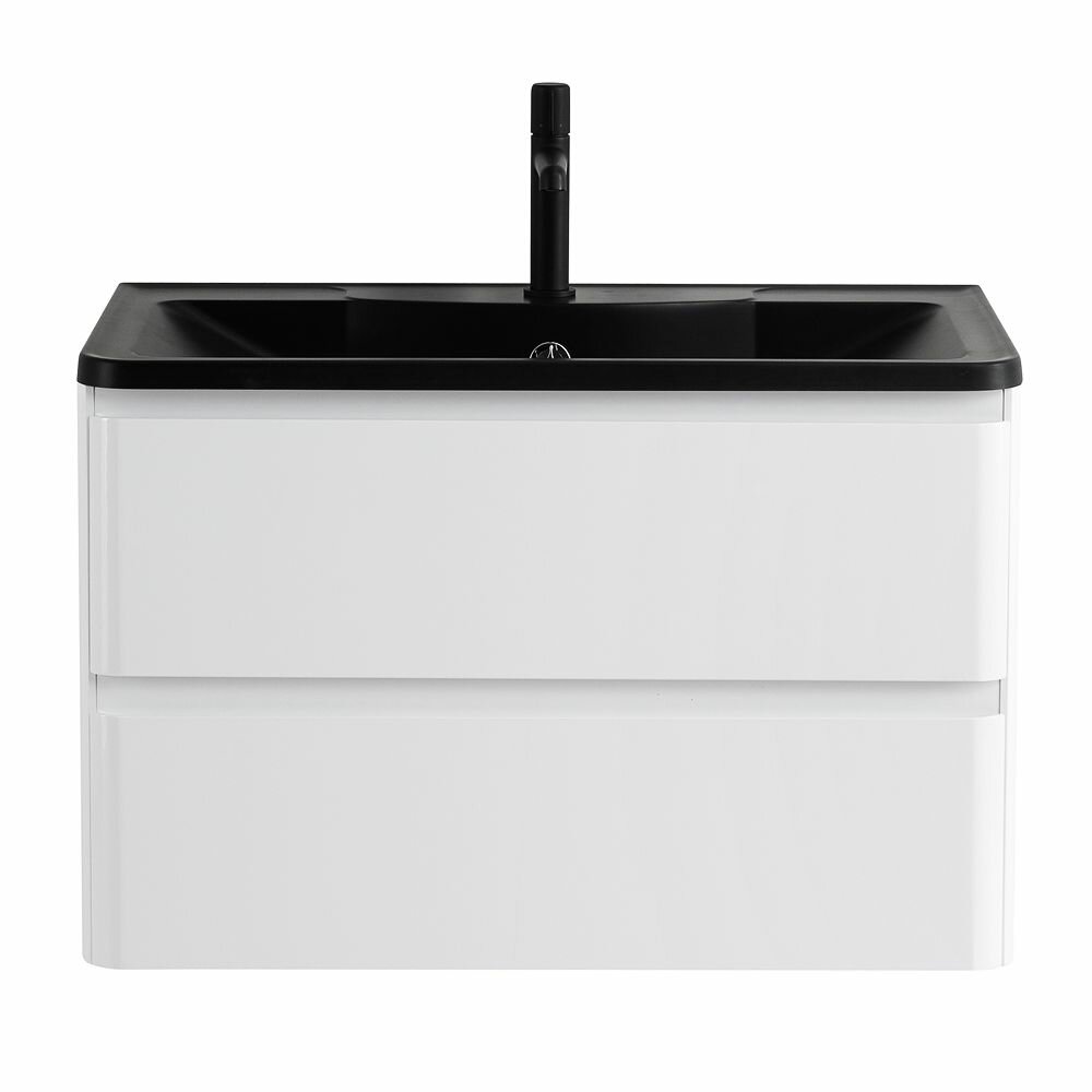 фото Тумба с раковиной подвесная BelBagno ALBANO 100 Bianco Lucido, раковина чёрная