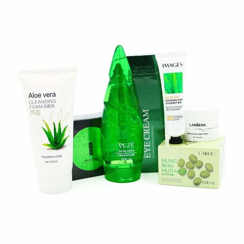 Бьюти Бокс Aloe Big от Zdravnica.SHOP 8 препаратов в наборе очищающий крем для тела массажный с экстрактом алоэ aloe clean