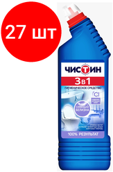 Комплект 27 шт, Чистящее средство санитарно-гигиеническое Чистин 3в1, активный хлор, 750мл