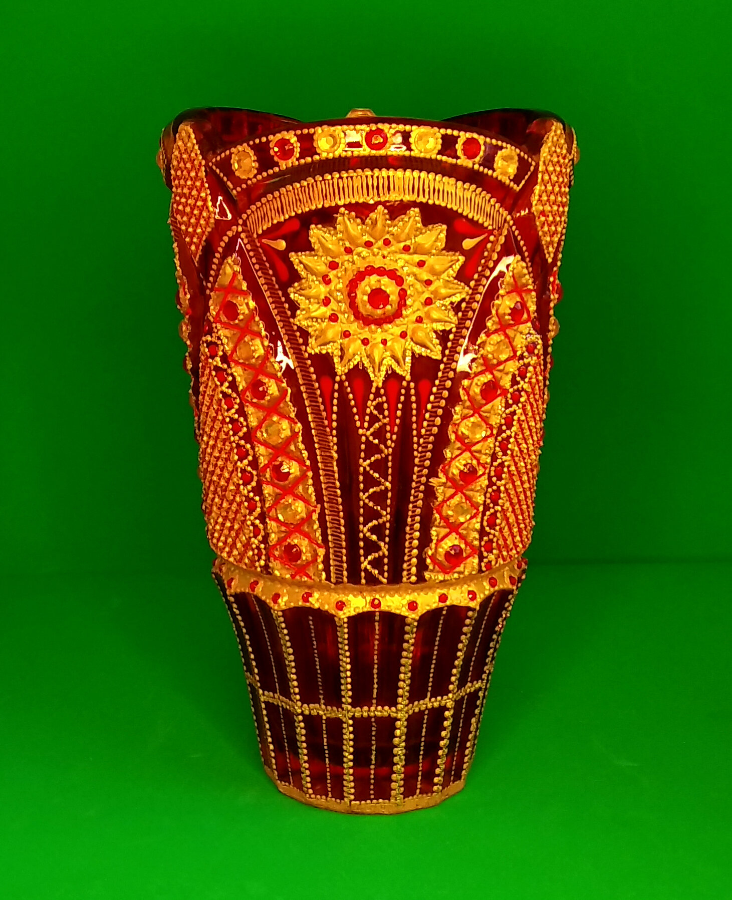 Декоративная хрустальная ваза "Огненный цветок". Авторская работа.