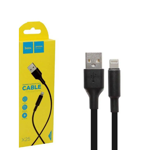USB кабель HOCO X25 Soarer Lightning 8-pin, 1м, PVC (черный) usb кабель hoco x25 soarer lightning 8 pin 1м pvc белый