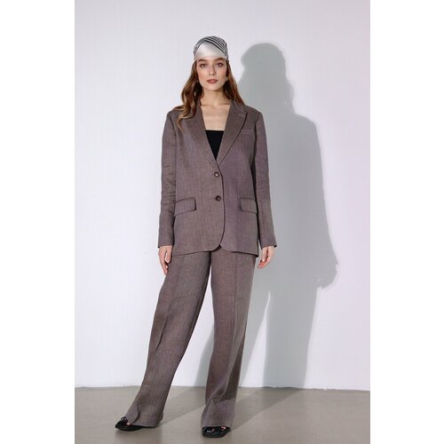 фото Брюки палаццо birdtel, размер l, черный, коричневый