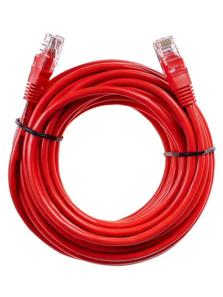Патчкорд литой Telecom UTP кат.5е 15,0м красный Aopen - фото №17