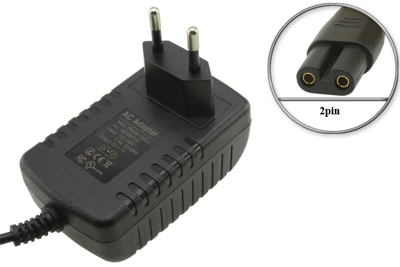 Адаптер (блок) питания 5V, 1A, 2pin (RY050100EU, RY050100FV), зарядное устройство машинки для стрижки JRL и др.