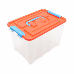 Контейнер для хранения пластмассовый с крышкой и ручками 6 л, 285*190*180 мм (оранжевый)