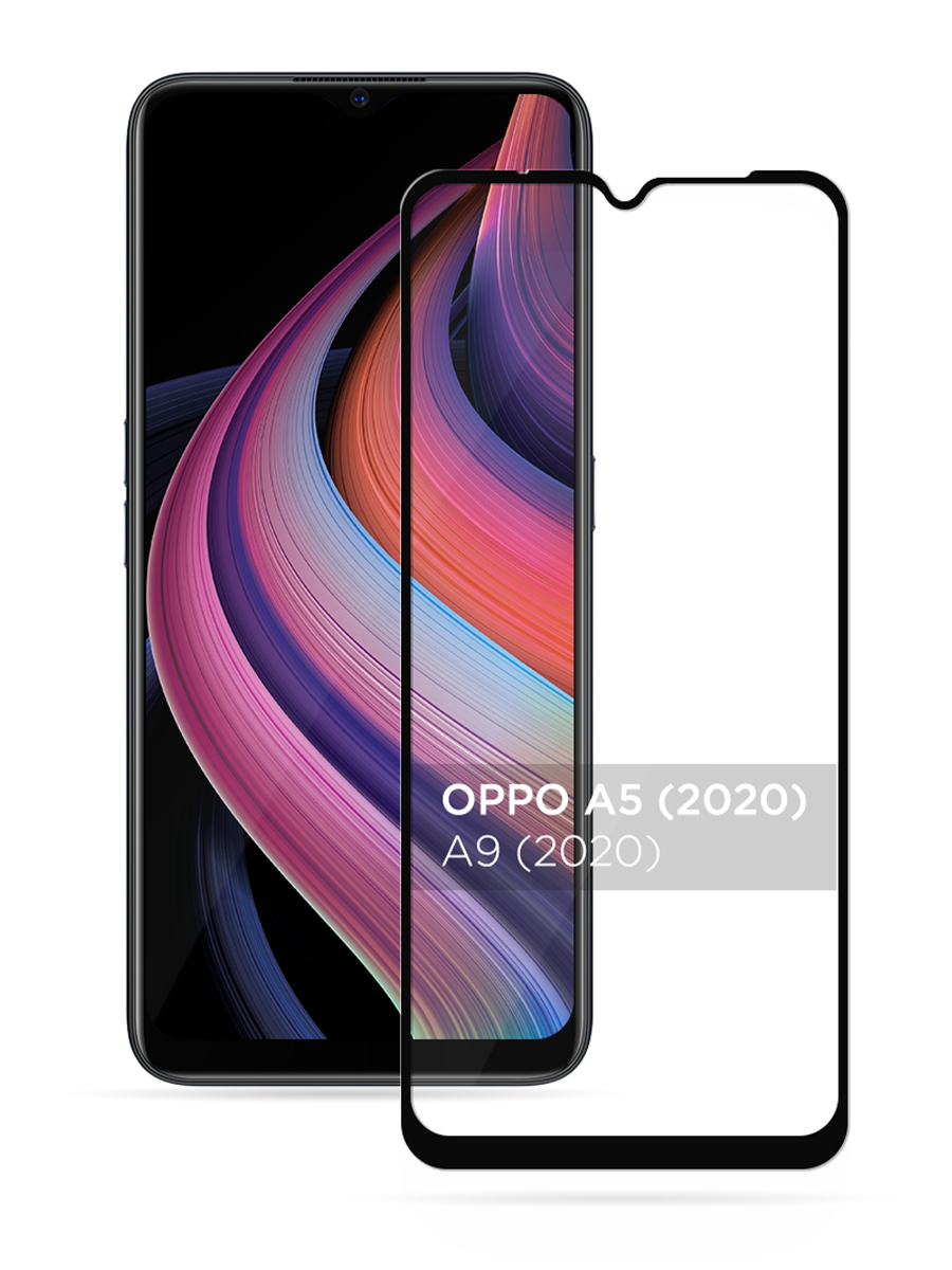 Защитное 3D стекло для Oppo A5 (2020)/A9 (2020) черное