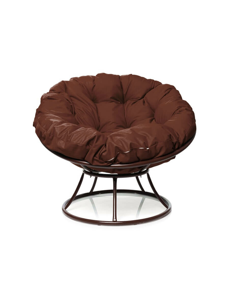 Кресло "Папасан" без ротанга коричневое / коричневая подушка M-Group