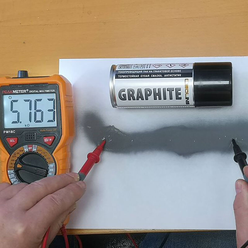 Графитовый токопроводящий лак SOLINS GRAPHITE, термостойкая сухая смазка для замков, дверных петель, цепи велосипеда, аэрозоль, черный графит, 150 мл