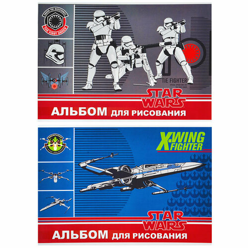 Альбом для рисования Академия Холдинг 40 листов, А4, клей, Star Wars, УФ-лак (ЕАС-STW54/2)