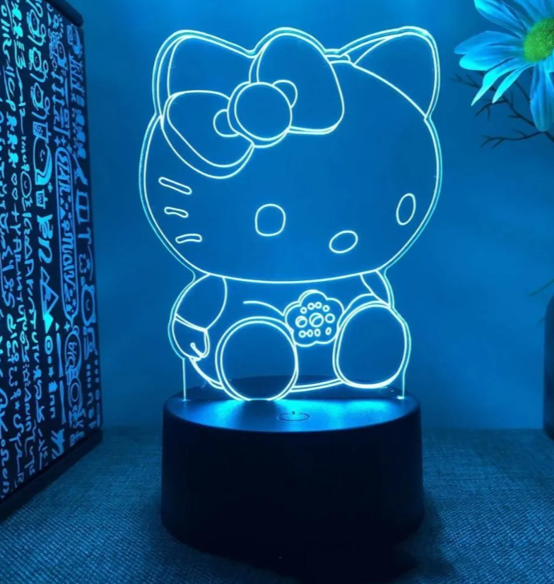 Ночник с подсветкой Hello Kitty 1, смена цвета - фотография № 1