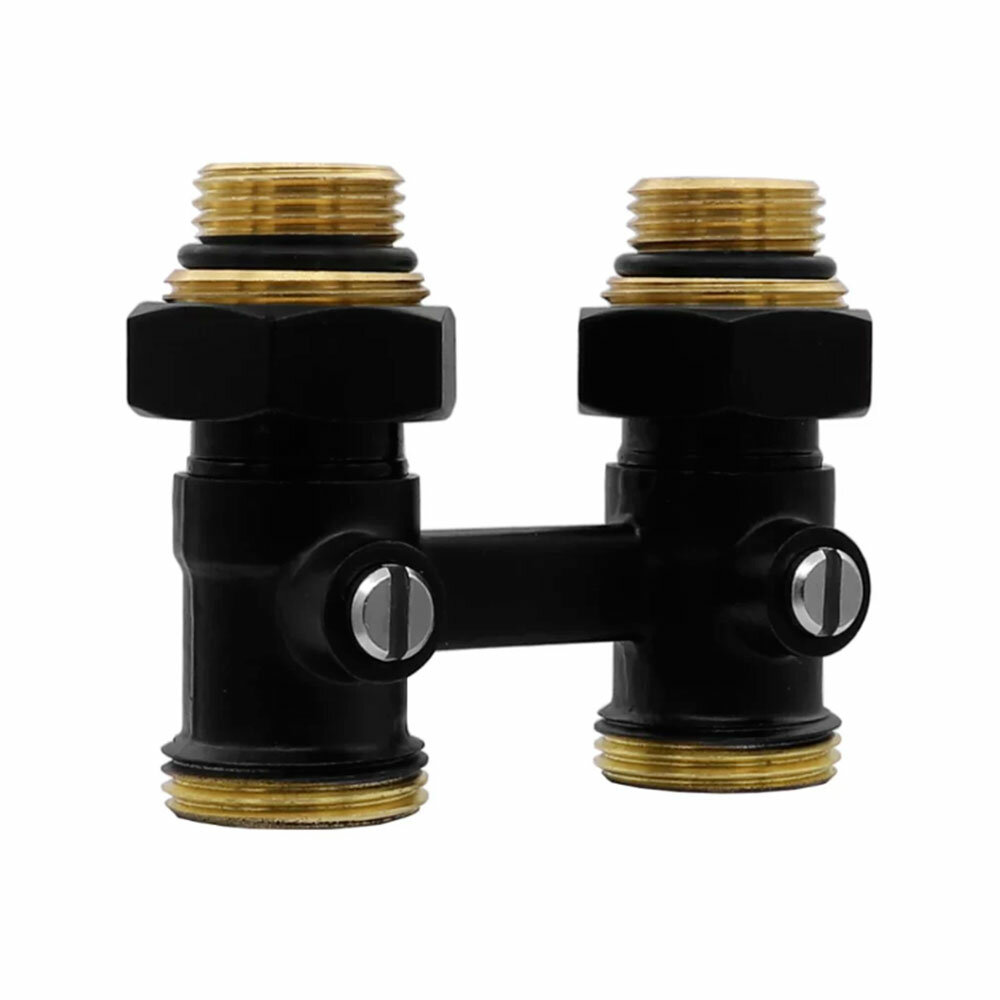 фото Узел подключения для радиатора с шаровым затвором Vieir 3/4"-прямой (48/1шт) Черный