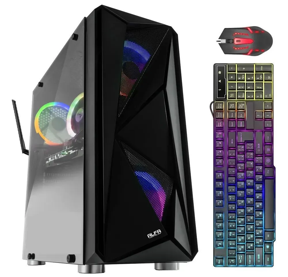 Игровой компьютер (Intel Core i7, RAM 16 ГБ, SSD 512 ГБ, AMD Radeon RX 550 (4 Гб), Windows 10 Pro, Wi-Fi-адаптер, клавиатура, мышка)