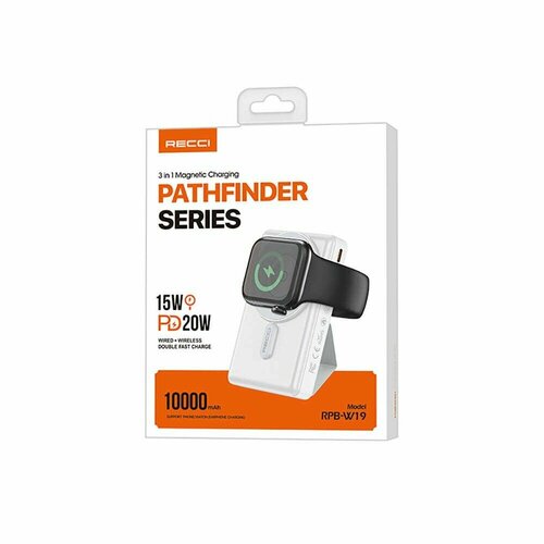 Повербанк с подставкой Recci Pathfinder Series 3in1 RPB-W19 15W - White 580000₽