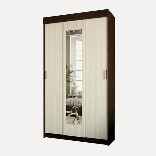 Изображение товара Шкаф-купе ЭРА ЭКО, 3 двери, с зеркалом, ЛДСП, 120 х 220 х 56,5 см, Венге-лоредо