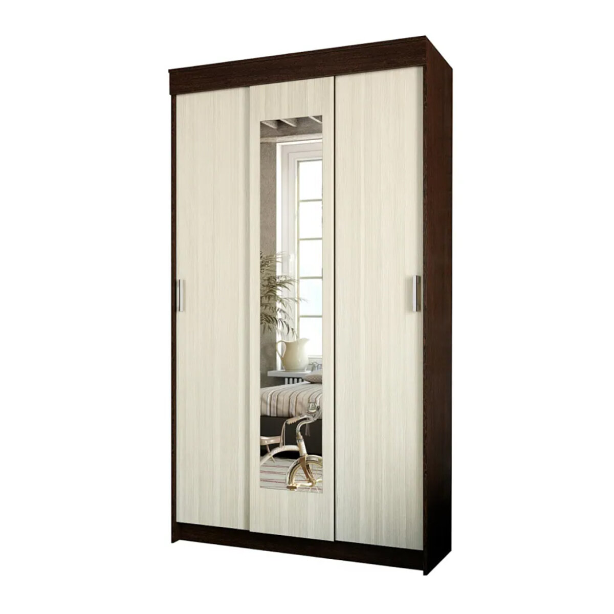 Шкаф-купе ЭРА ЭКО 3 двери с зеркалом ЛДСП 120 х 220 х 565 см Венге-лоредо