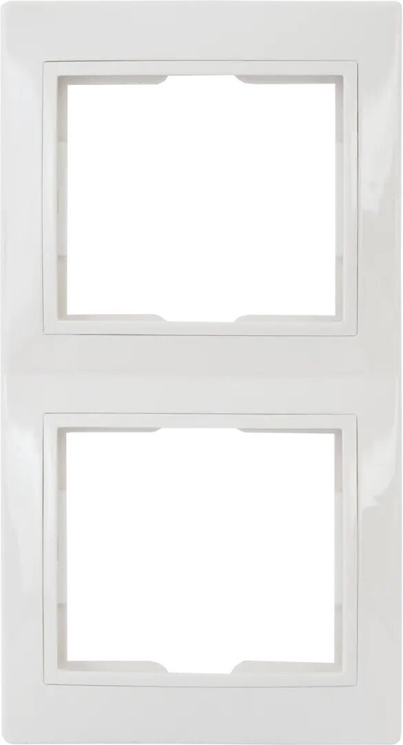 Рамка для розеток и выключателей вертикальная Таймыр 2 поста, цвет белый