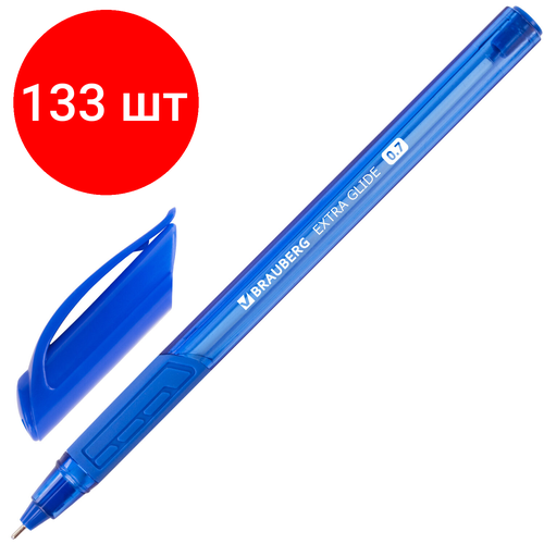Комплект 133 шт, Ручка шариковая масляная BRAUBERG Extra Glide GT Tone, синяя, узел 0.7 мм, линия письма 0.35 мм, 142922