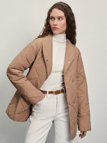 Zarina Стеганая куртка с поясом цвет Капучино размер S (RU 44) 4123738138-66
