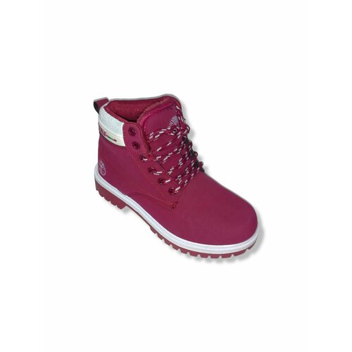 фото Ботинки , размер 39, белый, бордовый нет бренда