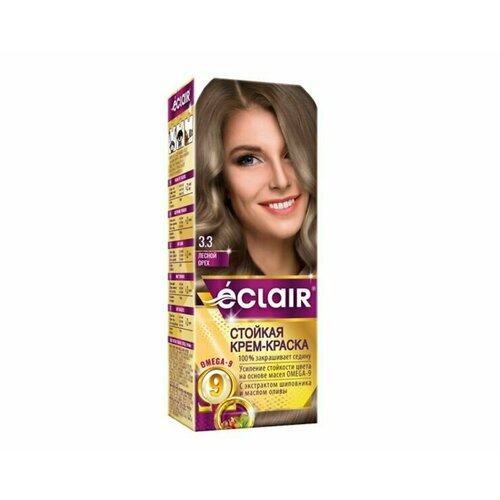 ECLAIR Стойкая крем-краска для волос OMEGA-9, 3.3 лесной орех
