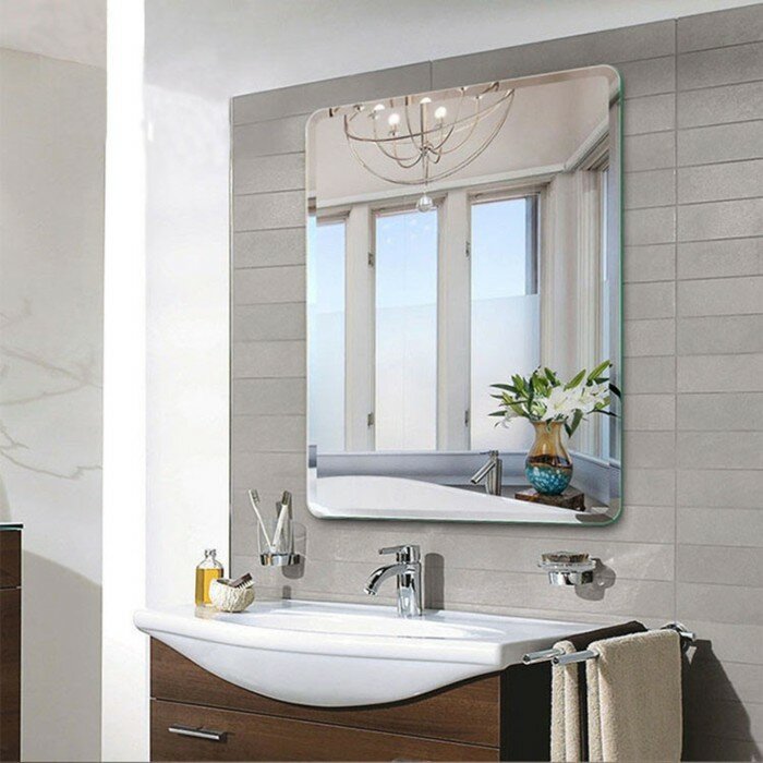 фото Клик Мебель Зеркало настенное прямоугольное, с фацетом и закругленными углами, 35 х 45 см