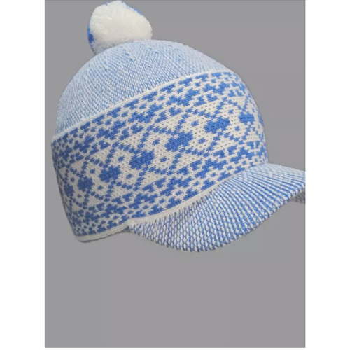 фото Шапка шапка "слово пацана" с козырьком, размер 50/62, белый, голубой