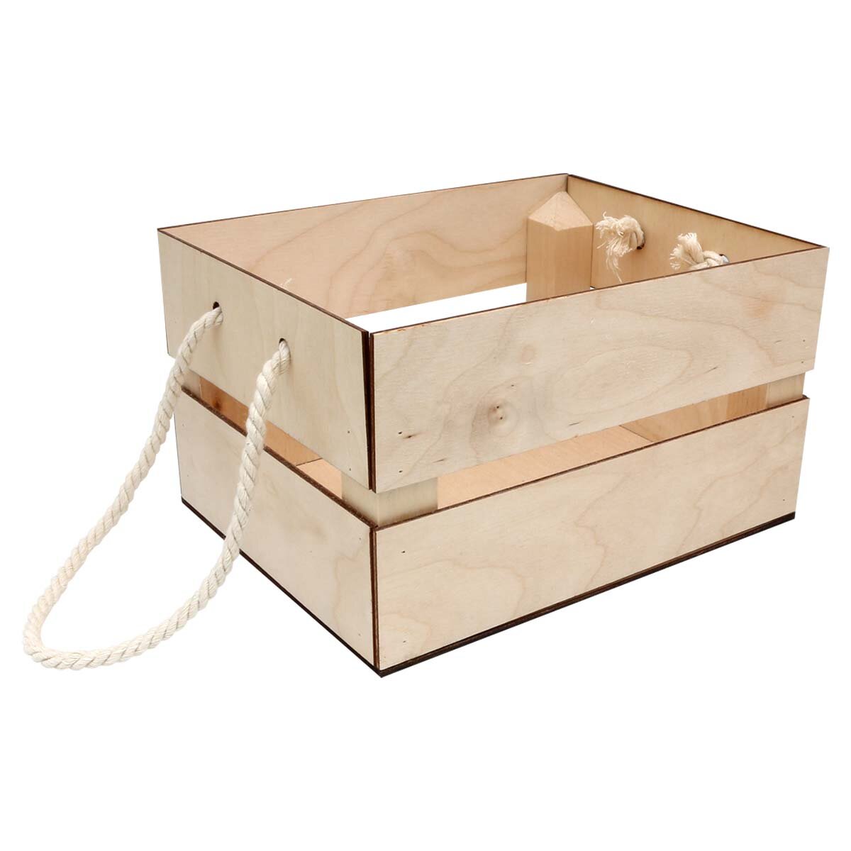 Кашпо (ящик) с ручками, 15,6*20*12 см, деревянная заготовка из фанеры, Astra&Craft, КО-2 (берёза)