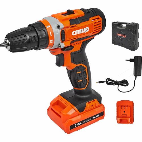 Дрель-шуруповерт аккумуляторная Спец БДА-144ЛИ 14 В Li-ion 2x2 Ач 611100₽