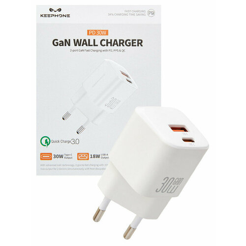 Быстрая зарядка для Xiaomi USB Type-C адаптер 30W Белый