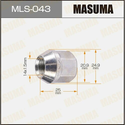 Гайка колеса M 14 x 1.5 открытая под ключ 21 MASUMA MLS043 (10 шт)