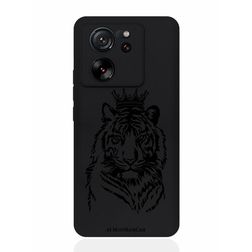 Чехол для смартфона Xiaomi 13T черный силиконовый Тигр с Короной